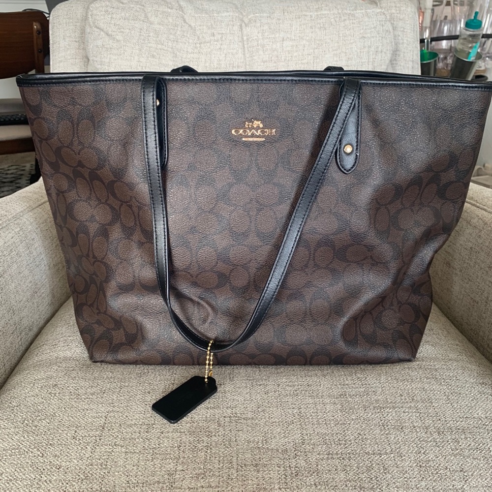 Coach Monogrammed Large Tote Bag